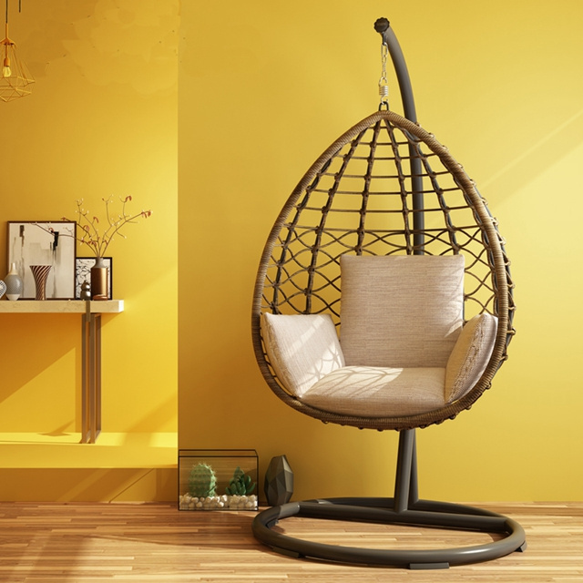 Modern Indoor Garden Furniture Egg Hanging Rattan Patio Swing Chair