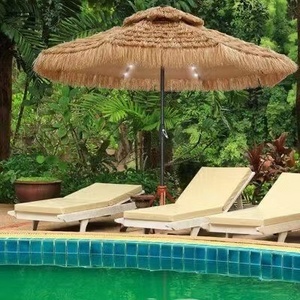 Professional Thatch Hawaiian Portable Wood Parasol Stripe Garden Patio Beach Outdoor Umbrella