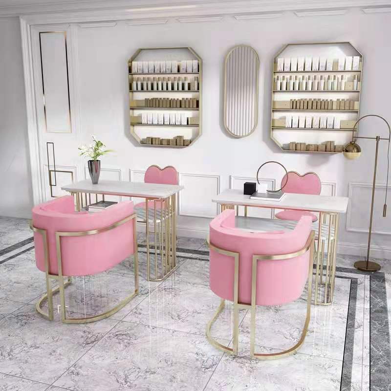 Pink gold Beauty Salon  Manicure Table  Nail salon Furniture