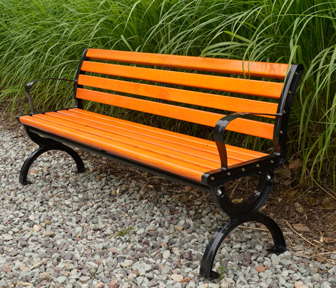 Top Selling Modern Public Park Metal Steel Solid Wooden Patio Outdoor Garden Bench