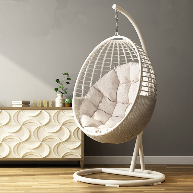 Modern Outdoor Garden Furniture Wicker Rattan Egg Hanging Indoor Swing Chair with Stand