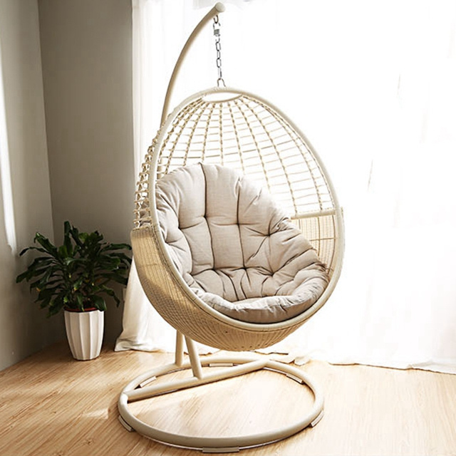 Modern Outdoor Garden Furniture Wicker Rattan Egg Hanging Indoor Swing Chair with Stand