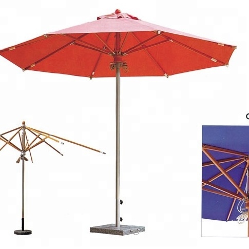 Cheap Strong Wooden Outdoor Patio Beach Balinese Garden Umbrella