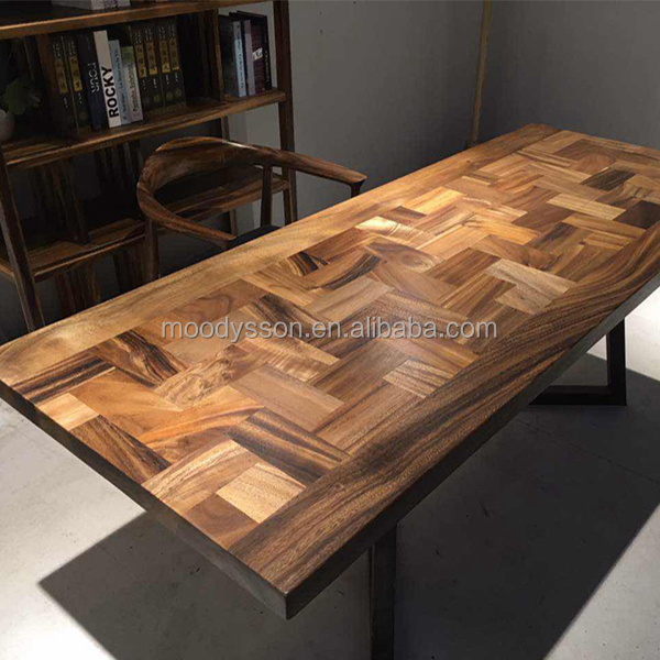 High End Walnut Solid Wood Baroque style With Resin Finger joint Dining Table Resin Slab Coffee Table