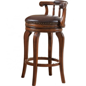 Modern swivel used high end leather solid wood chair bar stool