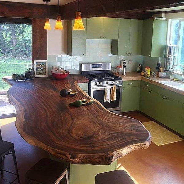 kitchen room live edge wood slab bar table top