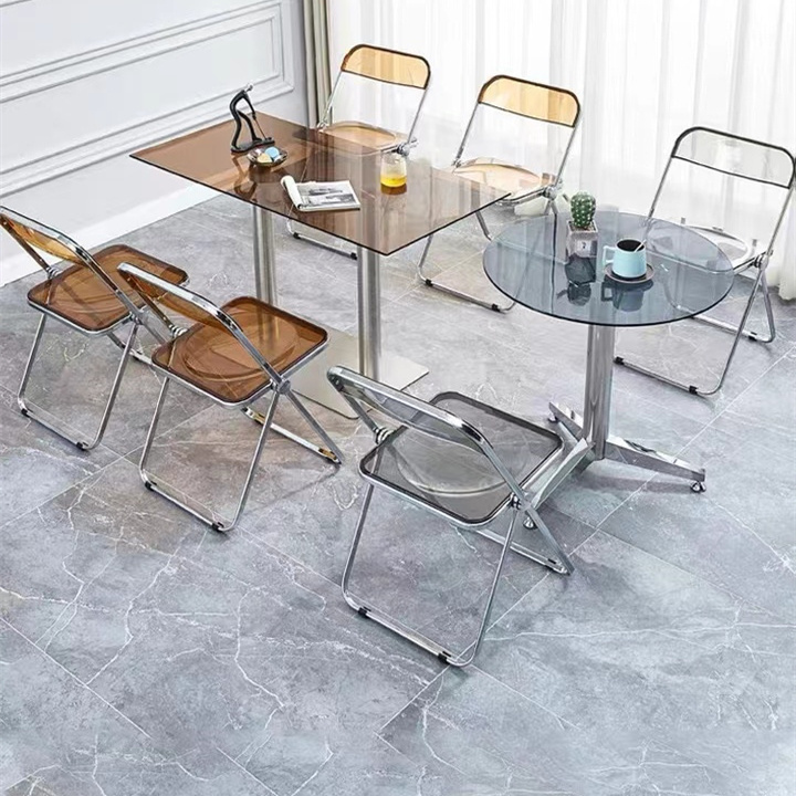 Wholesale price Garden Office Outdoor Seat Acrylic Transparent Foldable Kitchen Restaurant Dining Chair