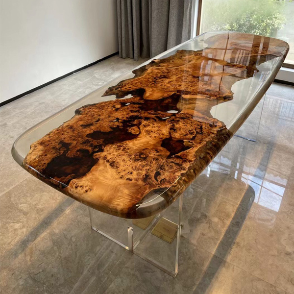 Walnut High End Special Design Solid Wood Slab epoxy resin table top