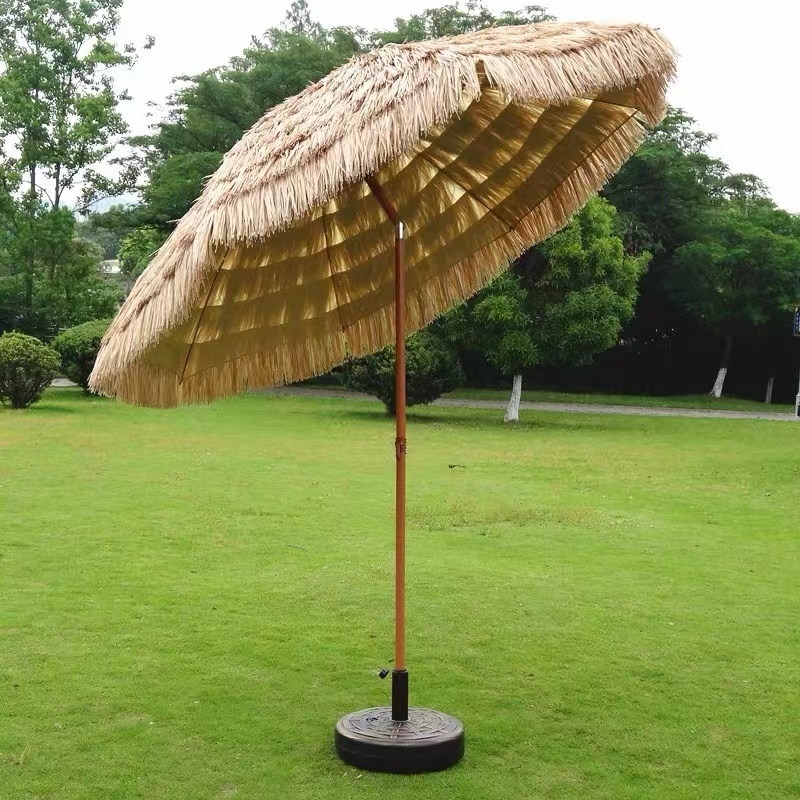 Professional Thatch Hawaiian Portable Wood Parasol Stripe Garden Patio Beach Outdoor Umbrella