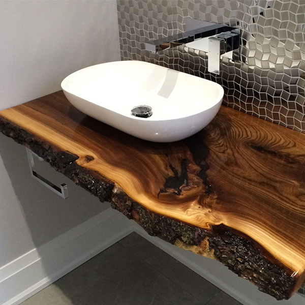 High End Solid Wood Slab Wooden Cabinet Bathroom Vanity