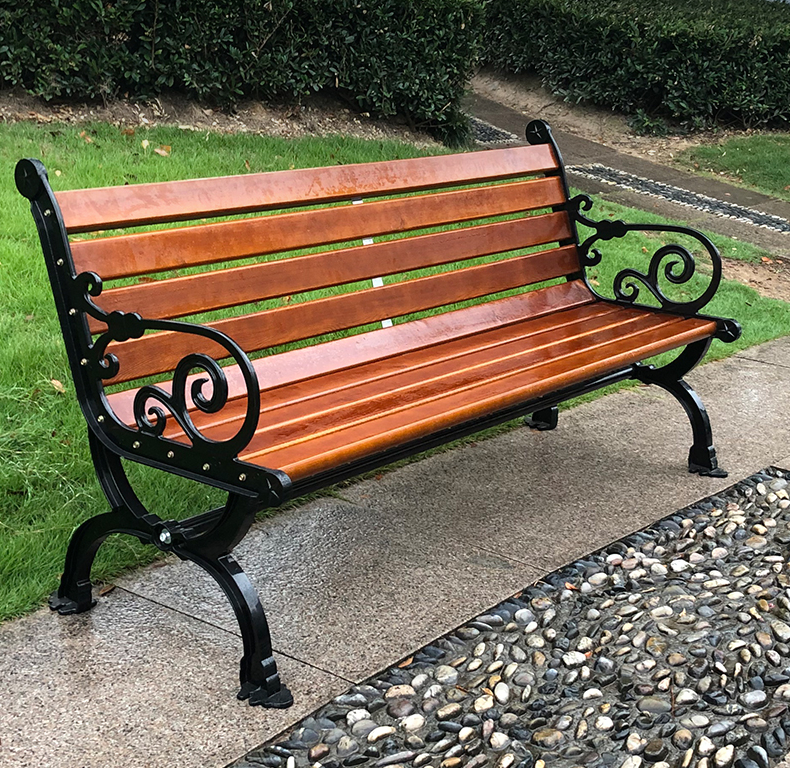 Top Selling Modern Public Park Metal Steel Solid Wooden Patio Outdoor Garden Bench