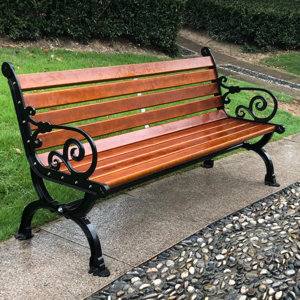 Top Selling Modern Public Park Metal Steel Solid Wooden Patio Outdoor Garden Bench