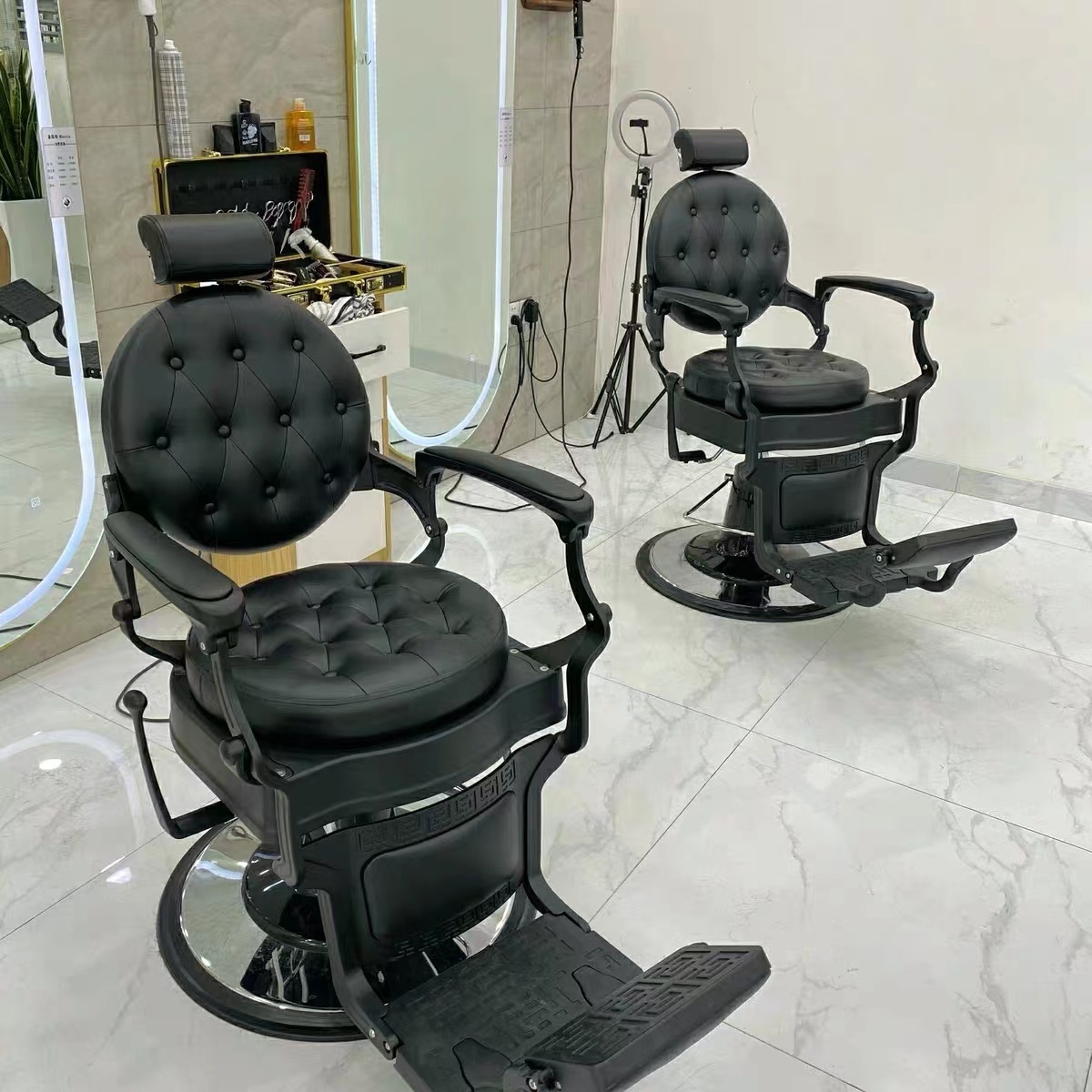 Cheap Beauty barbershop antique equipment and furniture hair metal barber salon chair