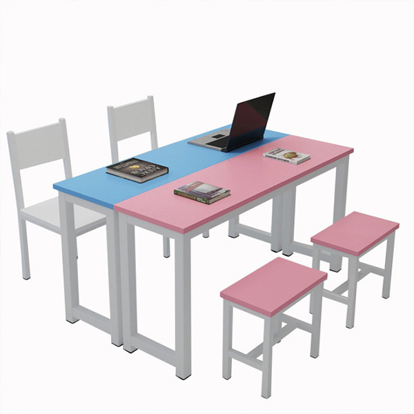 Plywood Double School Desk and Chairs for Preschool students, double kids desk chairs set