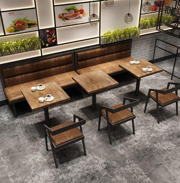 Industrial Restaurant Project Furniture Cafe Bar Hamburger Shop KTV Club Metal Leather Restaurant Sectional Sofa Booth Seating