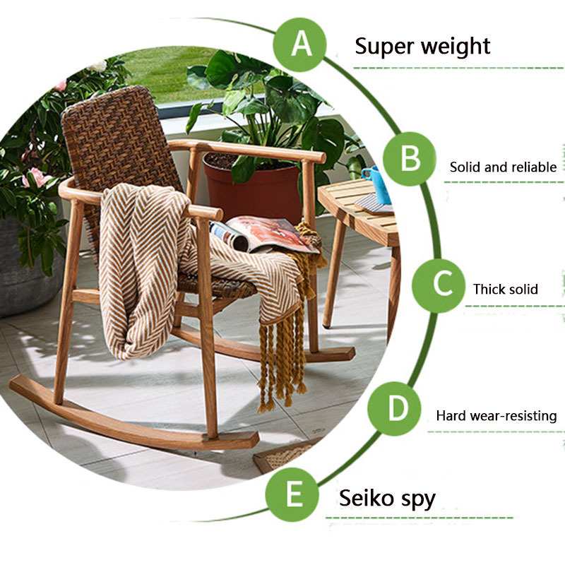 China Teak and Rattan Wicker Furniture Resort Leisure Patio Sun Balcony Swimming Pool Garden Rocking Outdoor Chair