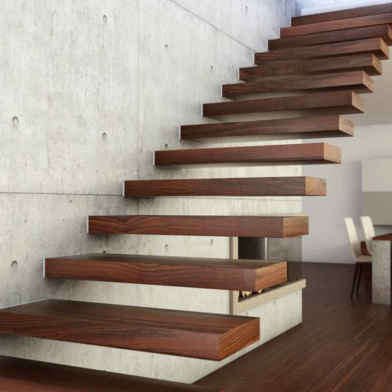 Industria lHome Floor Walnut Staircases Wooden Portable Stair Steps Lift Floating Wood Stair Treads