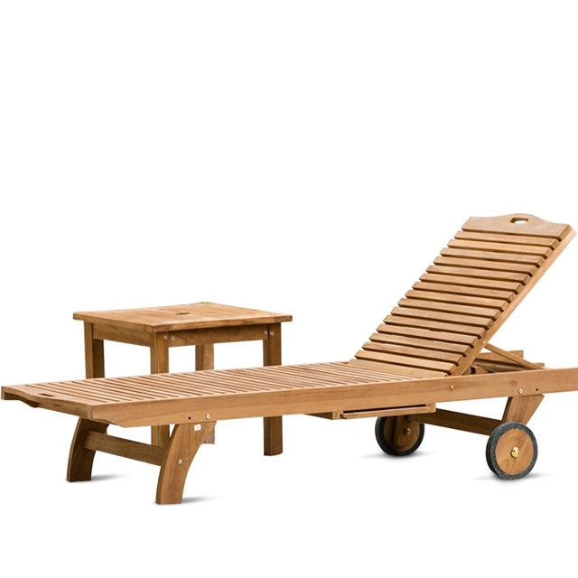 Portable Garden Outdoor Furniture Wooden Sun Lounge Swimming Pool Hotel Beach Chair