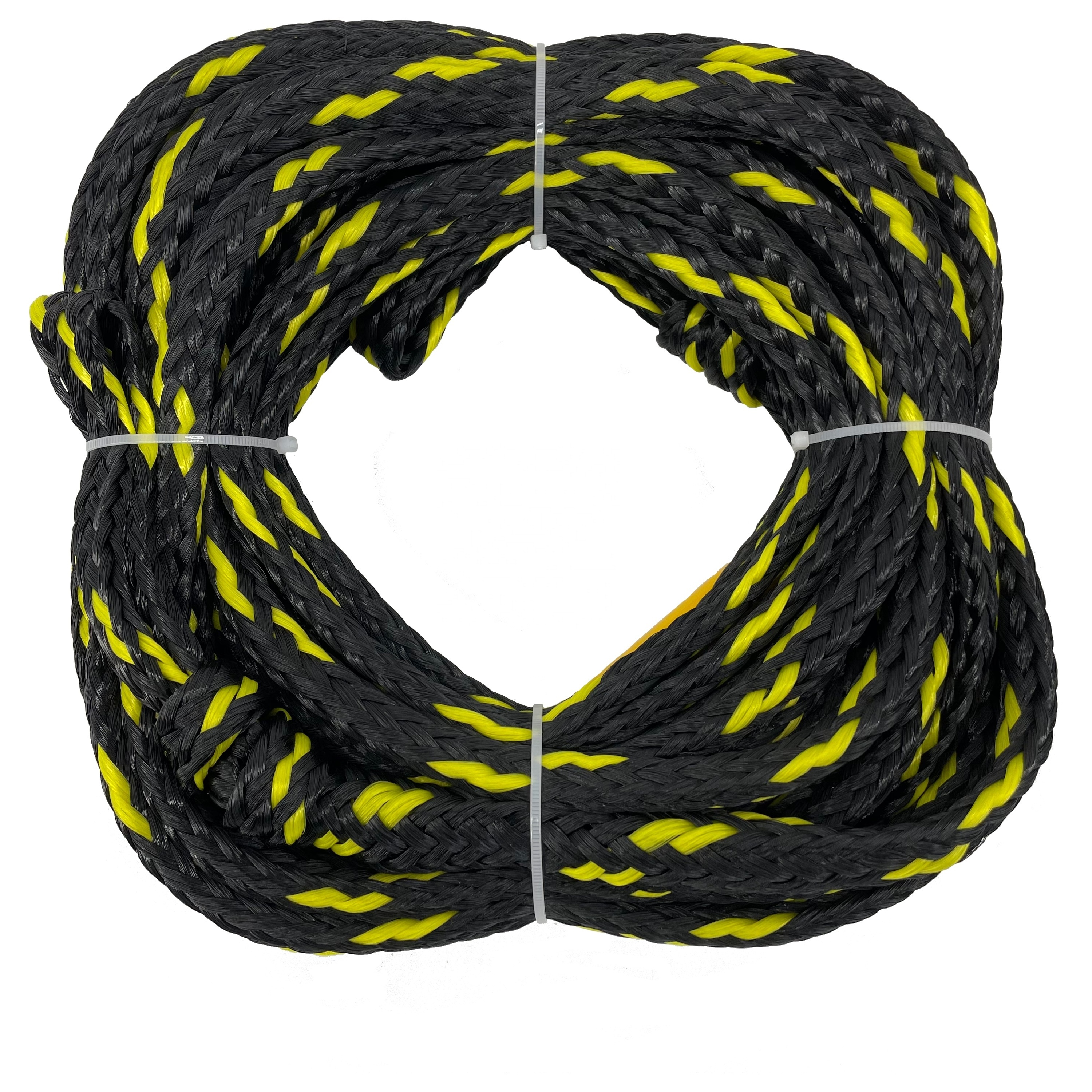 60ft 6000lb Towable Rope for Boat Water Traction Towable Tube Towing Rope 100% New Polyethylene Hollow Braided Rope Heavy Duty