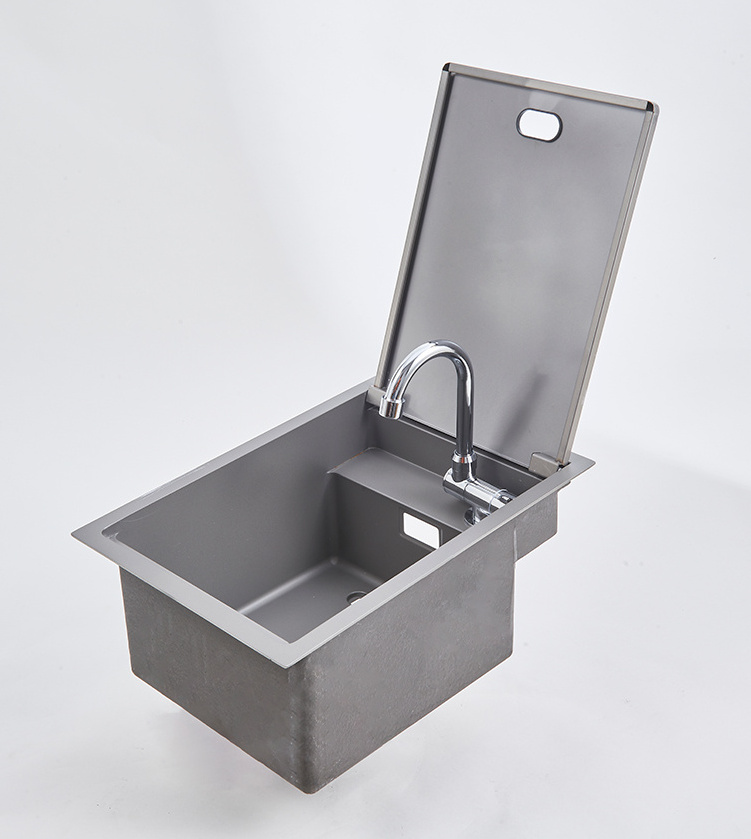 RV Caravan Motorhome Parts Stainless Steel Round Hand Wash Basin RV Kitchen Sink With Cover