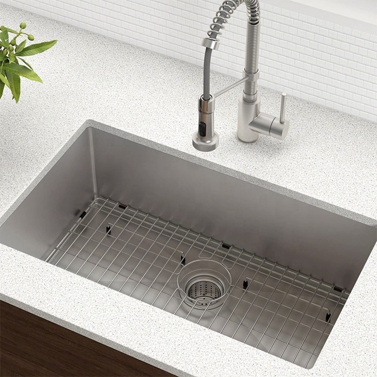 rectangular shape under mount single bowl handmade stainless steel kitchen sink