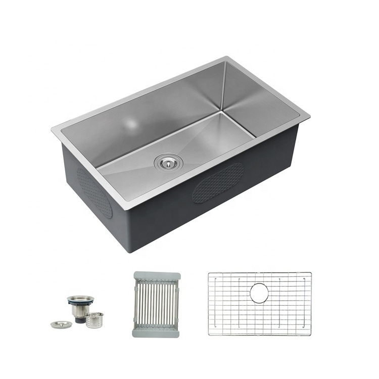 rectangular shape under mount single bowl handmade stainless steel kitchen sink