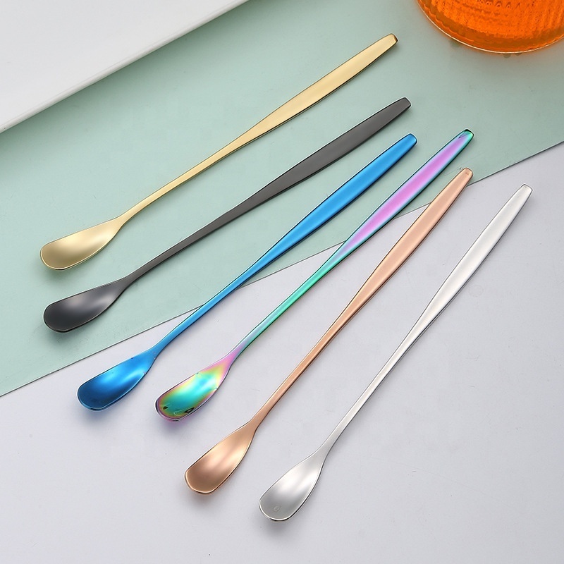 Stainless Steel  COCKTAIL stirring spoon Long handle ice tea  small coffee spoons   Dessert SPOONS Wholesale Customized  Gifts