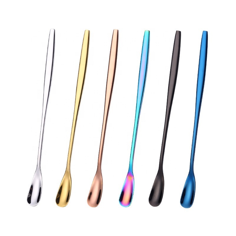 Stainless Steel  COCKTAIL stirring spoon Long handle ice tea  small coffee spoons   Dessert SPOONS Wholesale Customized  Gifts