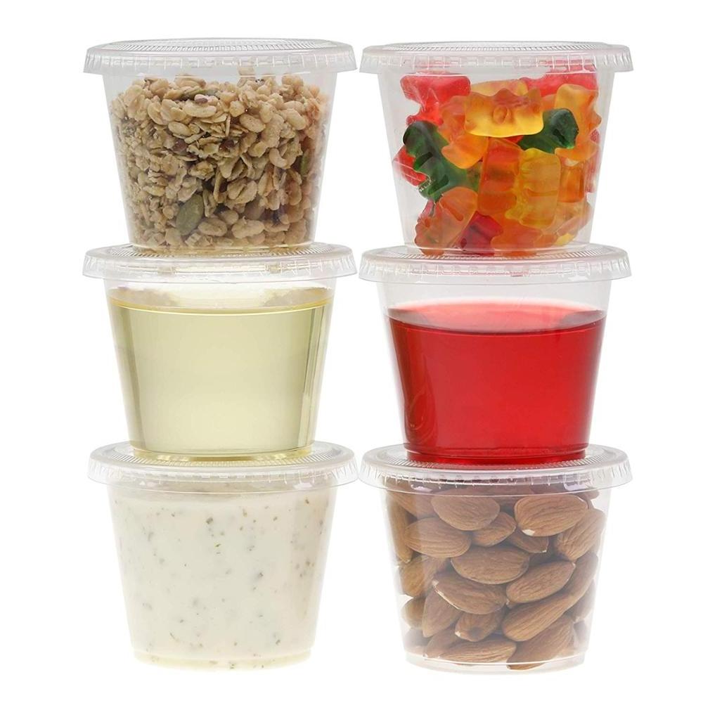 165ML/5.5OZ Clear Plastic Jello Shot Souffle Cups with Lids Souffle Cups  Parfait Cups for drinking deli container