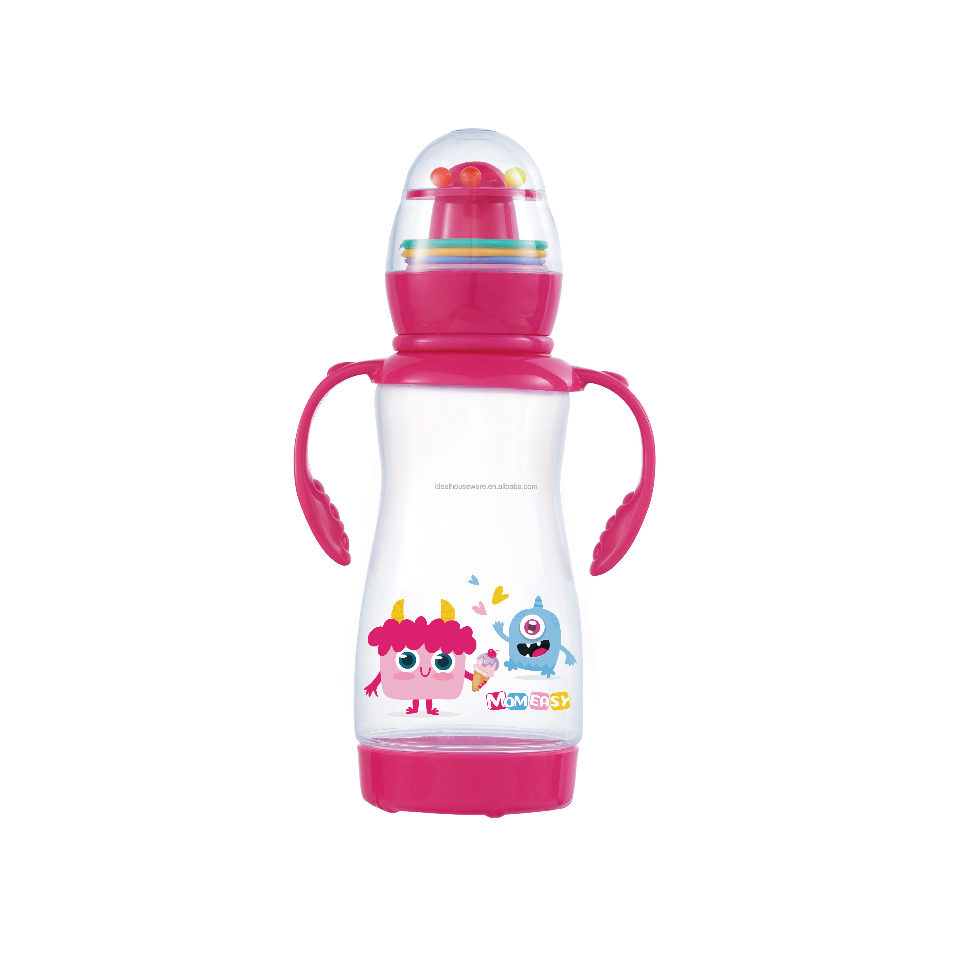 9oz PP Standard-Neck Baby Feeding Bottle With Double Handles, Funny Baby Bottle, New design baby feeding bottle