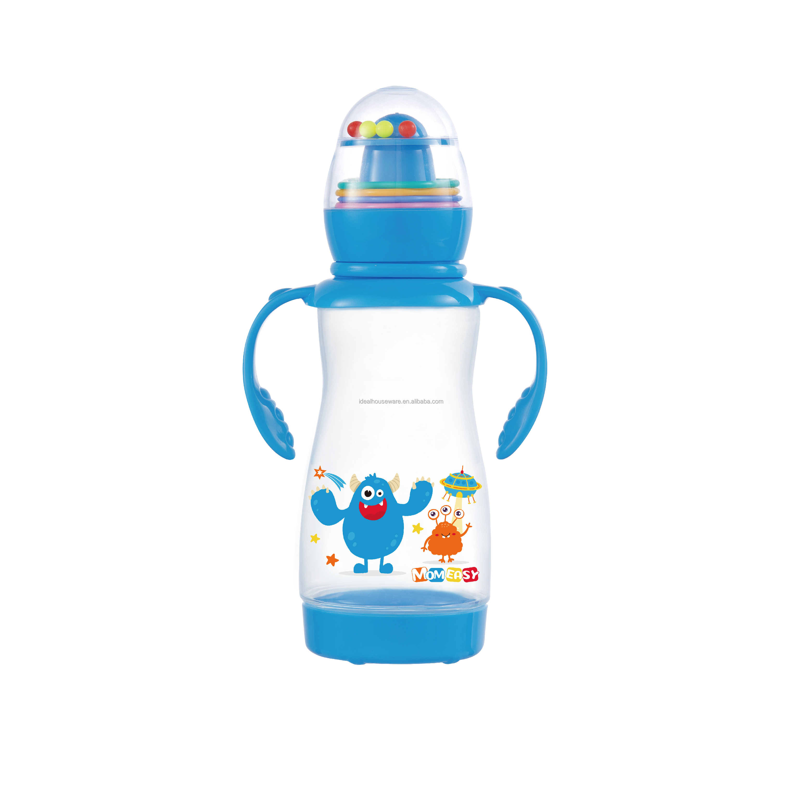 9oz PP Standard-Neck Baby Feeding Bottle With Double Handles, Funny Baby Bottle, New design baby feeding bottle