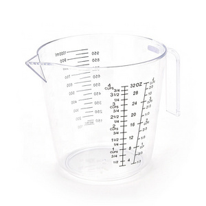 Transparent PC Graduated Measuring Beaker Cup 1000ml Plastic Measuring Cups With Angled Grip