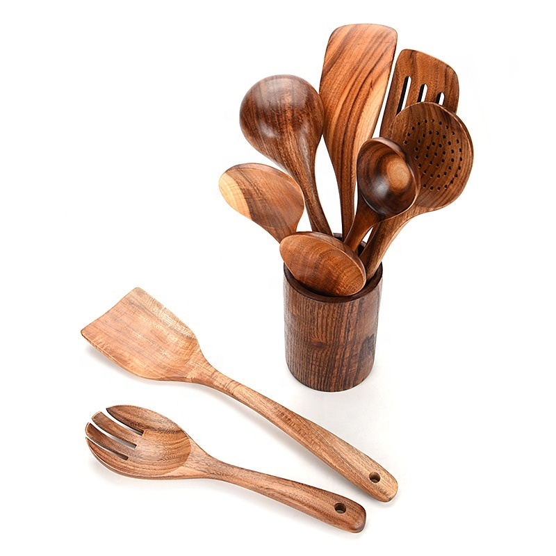 Wholesale 9 piece set Used Home Versatile Accessories Chef Cookware Tools Wooden Cooking Kitchen Utensils