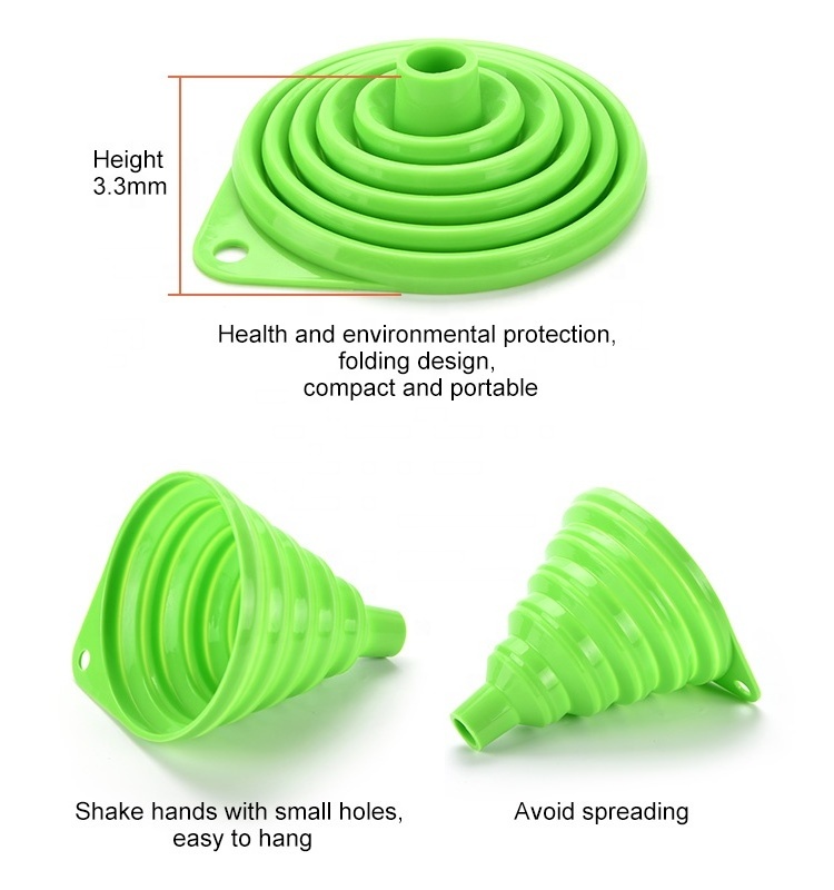 Hot Sell New Product Silicone Rubber Foldable Funnel For Kitchen Accessories