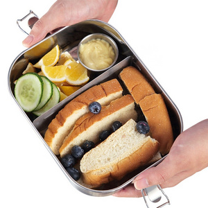 Food grade Metal Food Compartment Container Lunchbox wholesale 304 stainless steel lunchbox