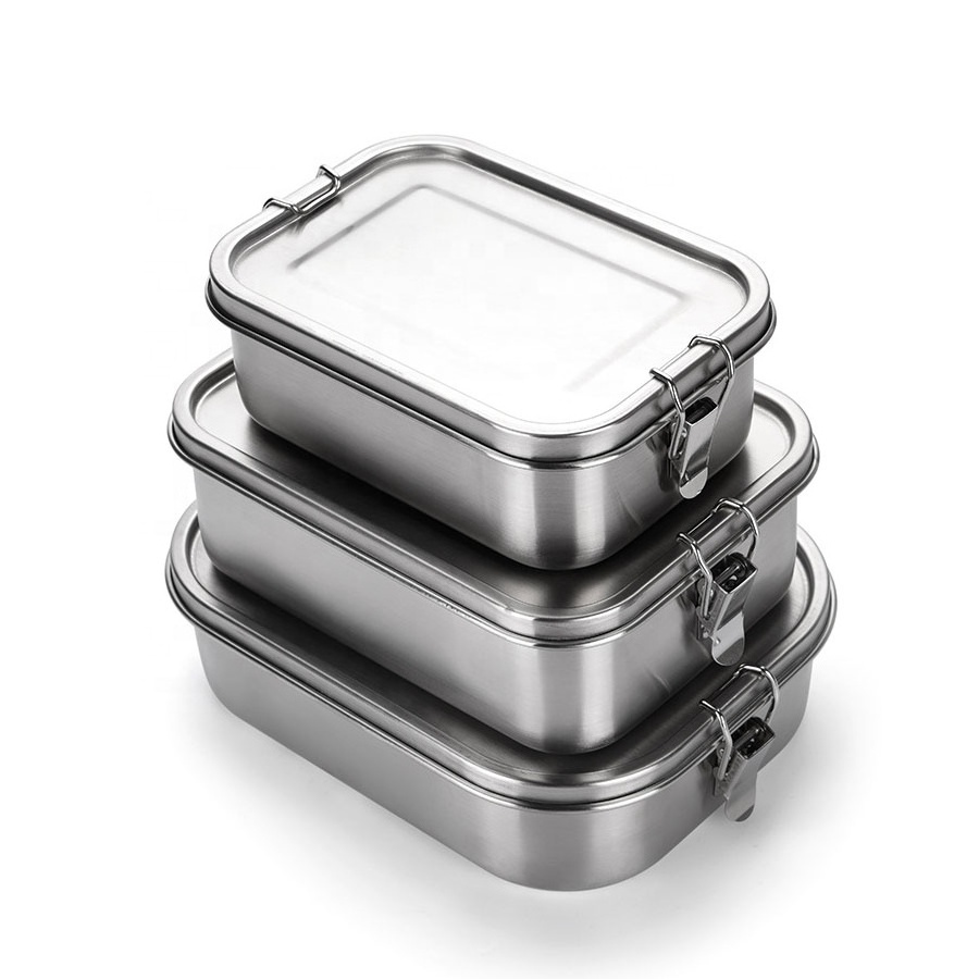 Food grade Metal Food Compartment Container Lunchbox wholesale 304 stainless steel lunchbox