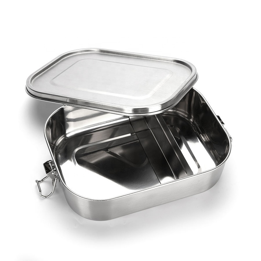 Food grade Metal Food Compartment Container Lunchbox wholesale 304 stainless steel lunchbox