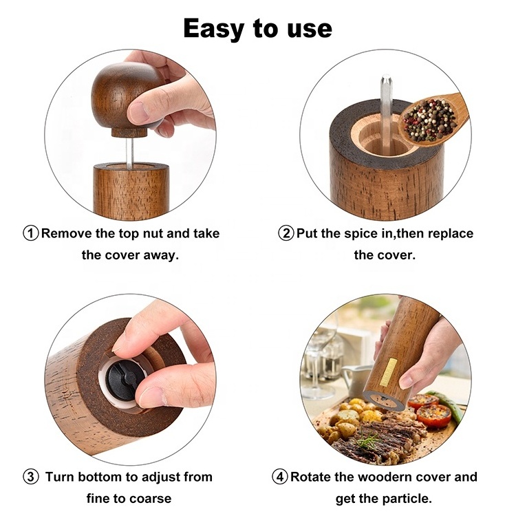 Professional Manual Seasoning Herb Grinders Spice Salt Mills Wood Pepper Mill Grinder