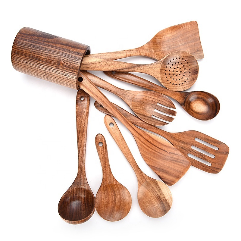 Wholesale 9 piece set Used Home Versatile Accessories Chef Cookware Tools Wooden Cooking Kitchen Utensils