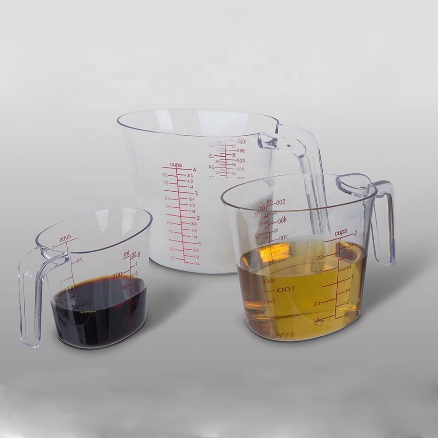 Transparent PC Graduated Measuring Beaker Cup 1000ml Plastic Measuring Cups With Angled Grip