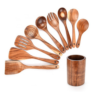 Wholesale 9 piece set Used Home Versatile Accessories Chef Cookware Tools Wooden Cooking Kitchen Utensils