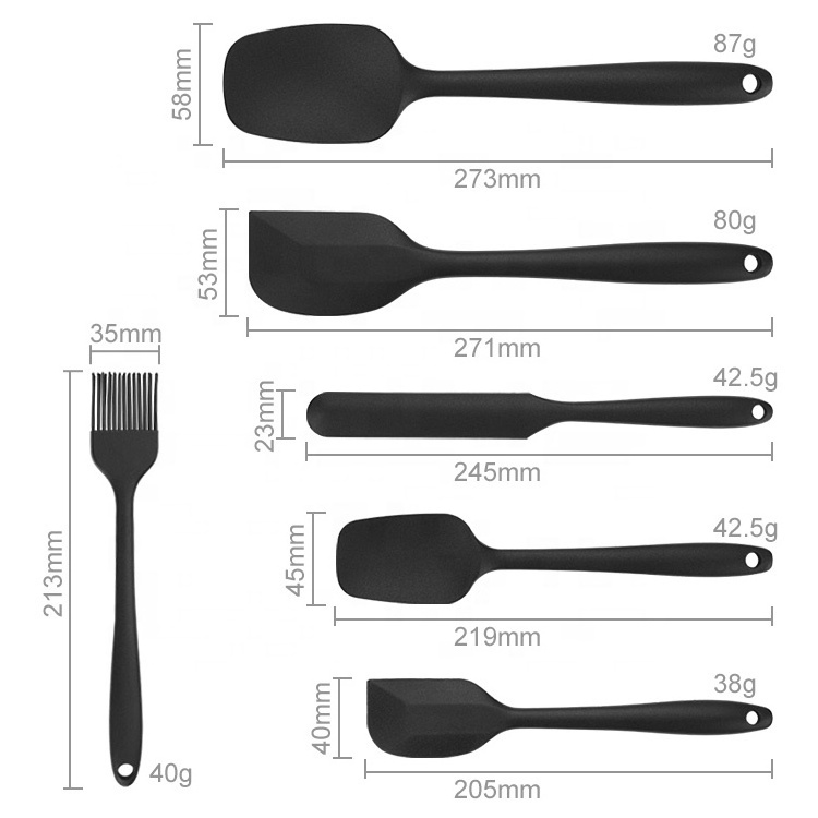 6 Piece Cake Baking Spatula and Brush Set Heat Resistant Cooking Silicone Offset Kitchen Spatula Set