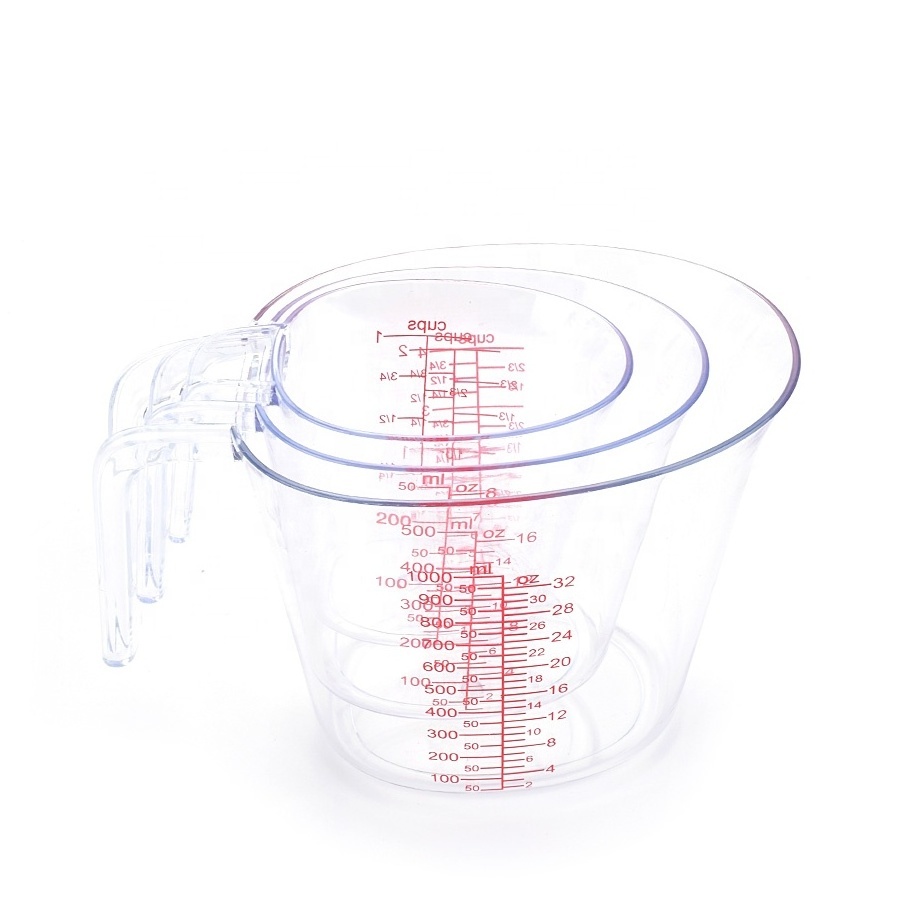 Transparent PC Graduated Measuring Beaker Cup 1000ml Plastic Measuring Cups With Angled Grip