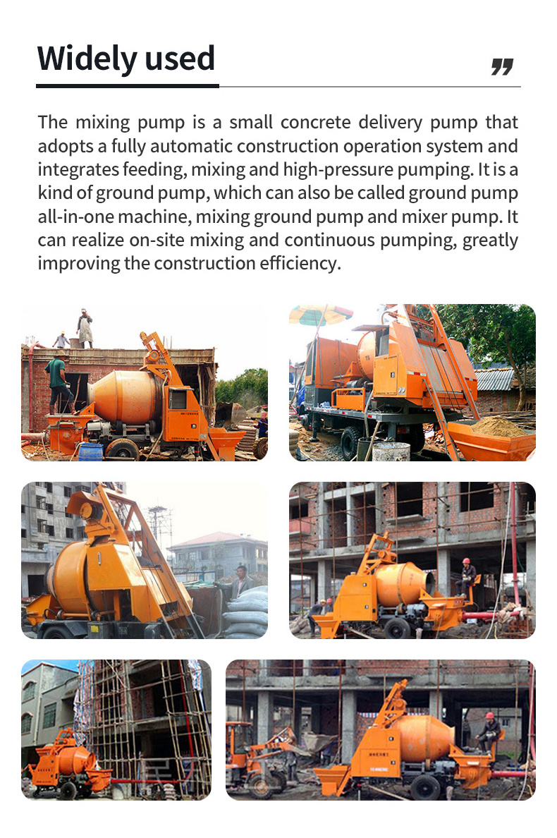 Portable Electric Pump Horizontal Conveying Distance Stationary Cement Mixer Pump Pipe Diesel Concrete Mixer Pump For Sale