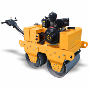 Walking behind double drum vibratory diesel engine 9hp small compaction roller compactor 2 ton hand compact mini road roller