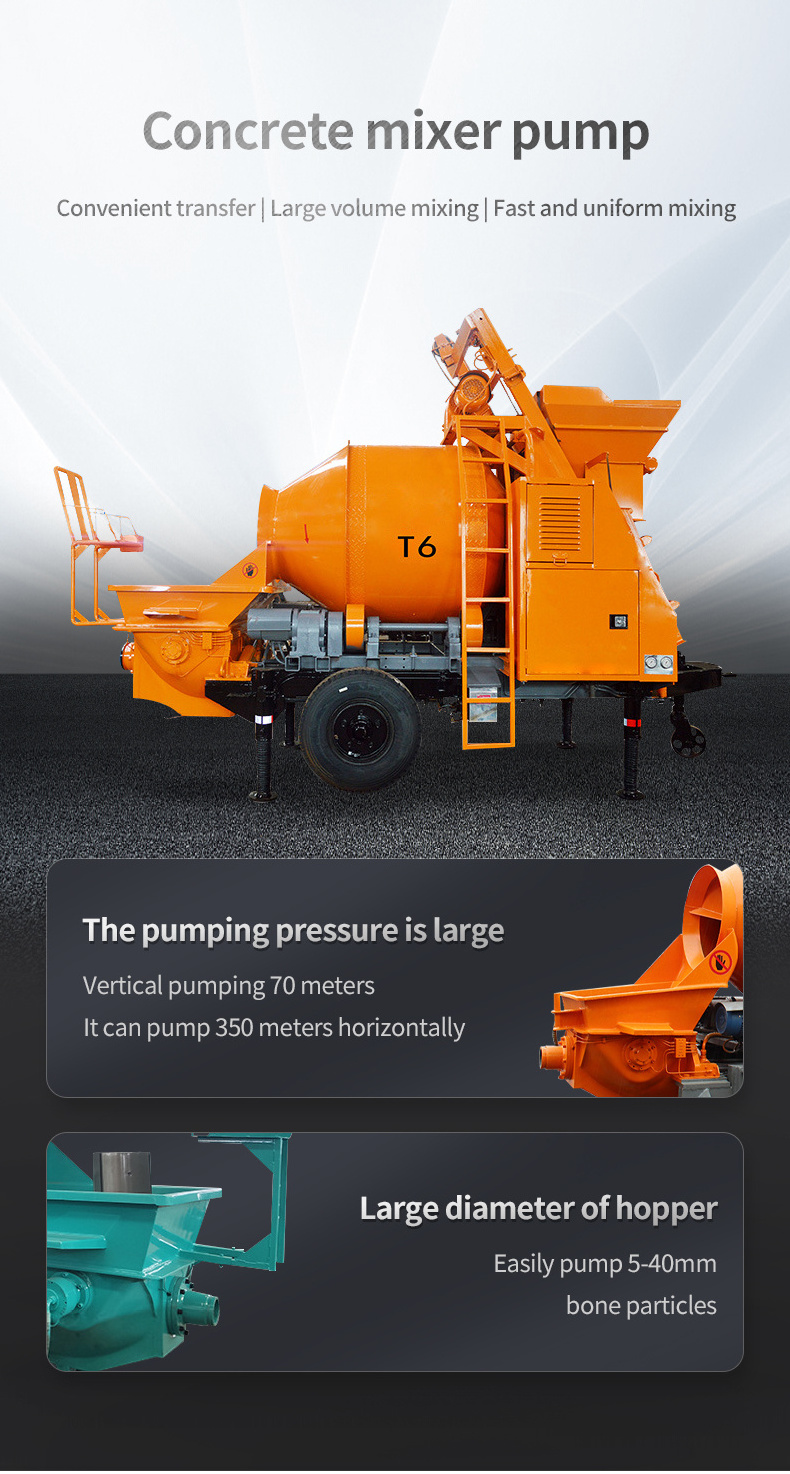 Portable Electric Pump Horizontal Conveying Distance Stationary Cement Mixer Pump Pipe Diesel Concrete Mixer Pump For Sale