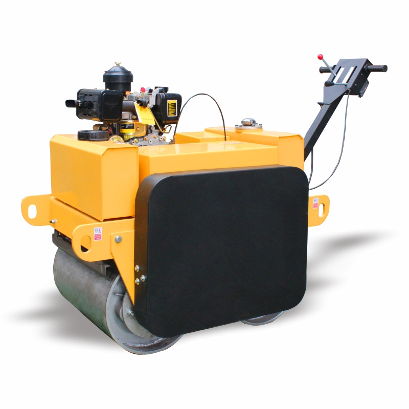 Walking behind double drum vibratory diesel engine 9hp small compaction roller compactor 2 ton hand compact mini road roller