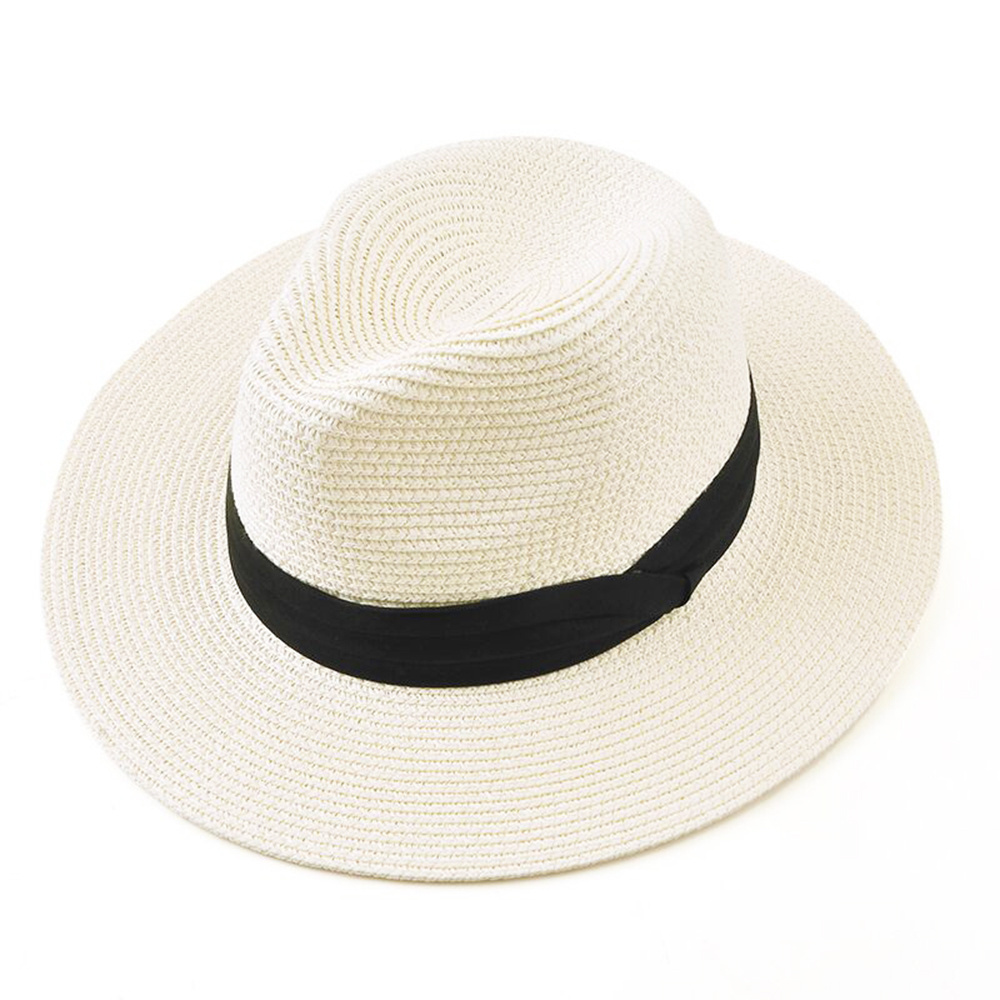 Wholesale Unisex Stylish Cowboy Straw Hat Handmade Jazz Fedora Men Paper Straw Hat with Flat Brim