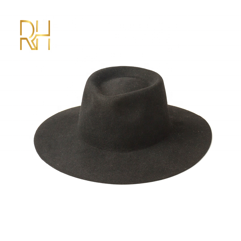 Warm delicate luxury Stiff Brim woolen jazz hat casual fashion Hard firm Brim Wool felt Fedora hat