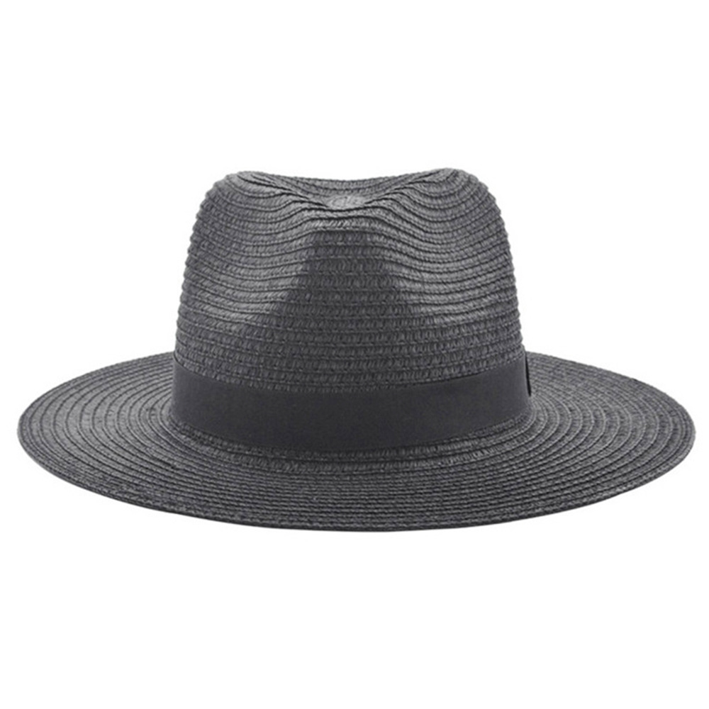 Wholesale Unisex Stylish Cowboy Straw Hat Handmade Jazz Fedora Men Paper Straw Hat with Flat Brim